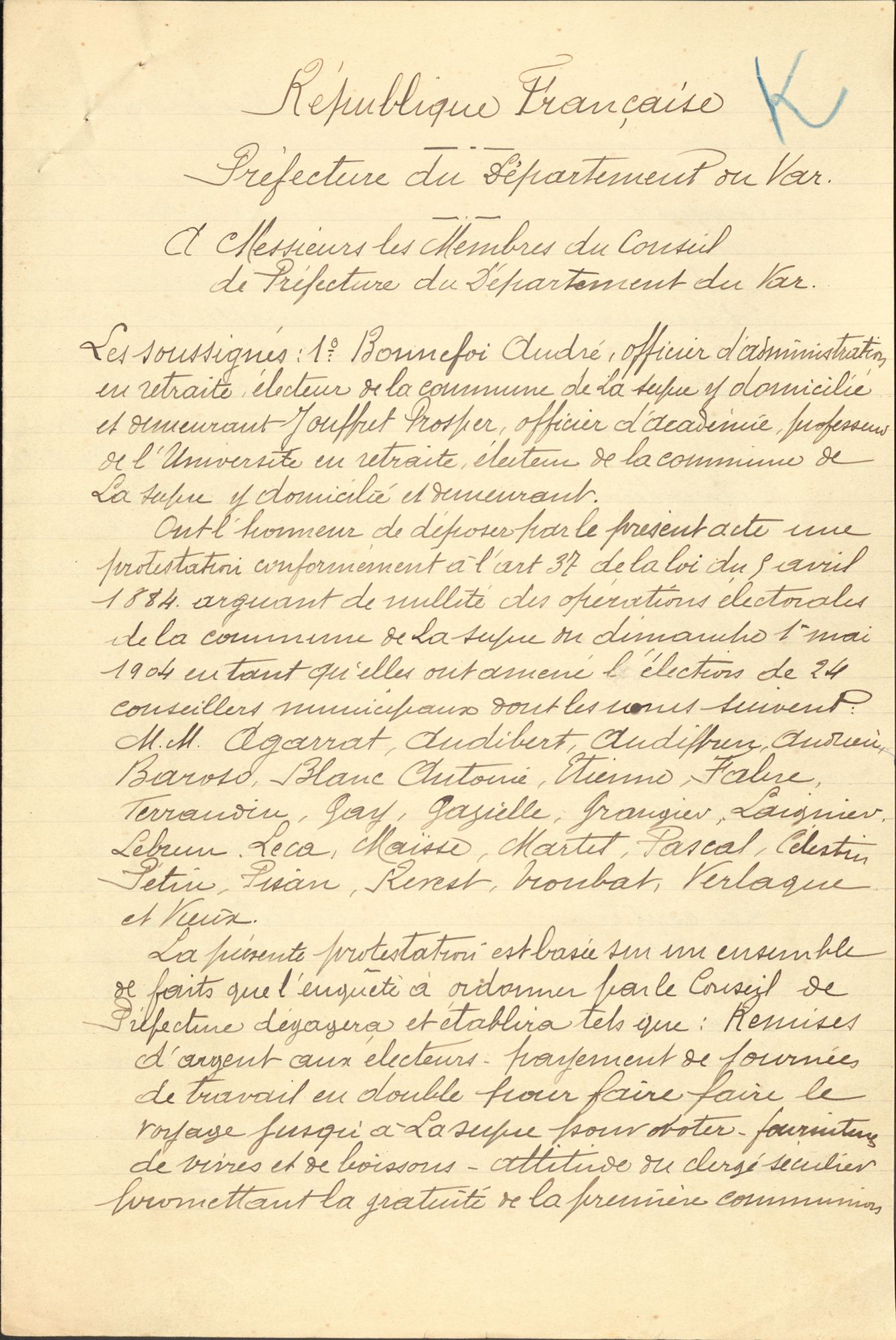 Lettre de protestation (1904)